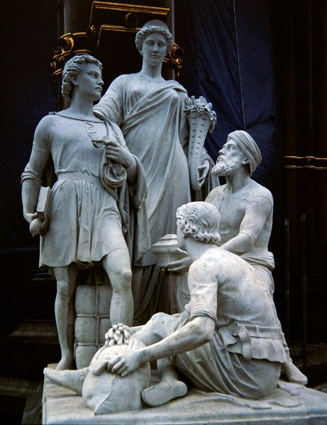 Commerce, skulpturgrupp från Albert Memorial, färdig 1876 (granit) av Thomas Thornycroft