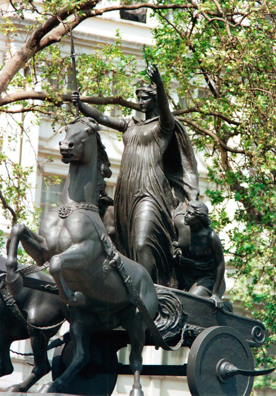 Staty av Boudicca och hennes döttrar i en vagn, Thames Embankment, London, 1800-talet av Thomas Thornycroft