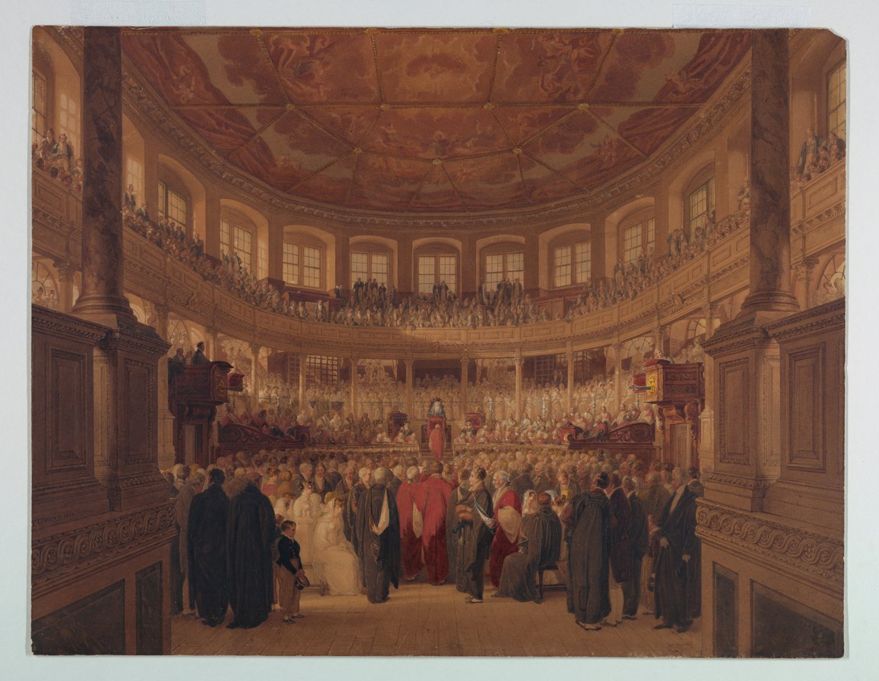 Teckning, Encaenia i Sheldonia, 1814 av Thomas Unwins
