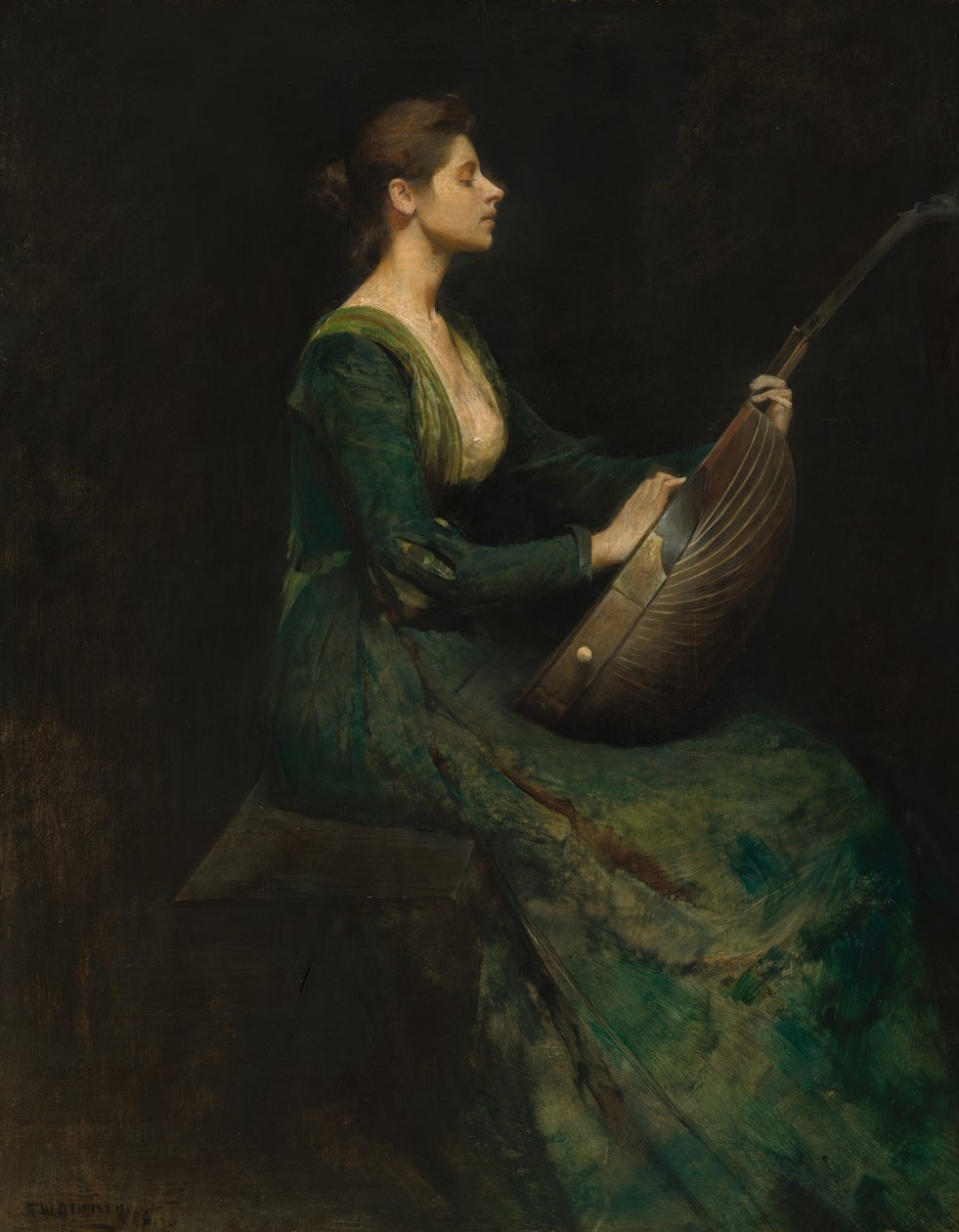 Dam med en lut, 1886. av Thomas Wilmer Dewing