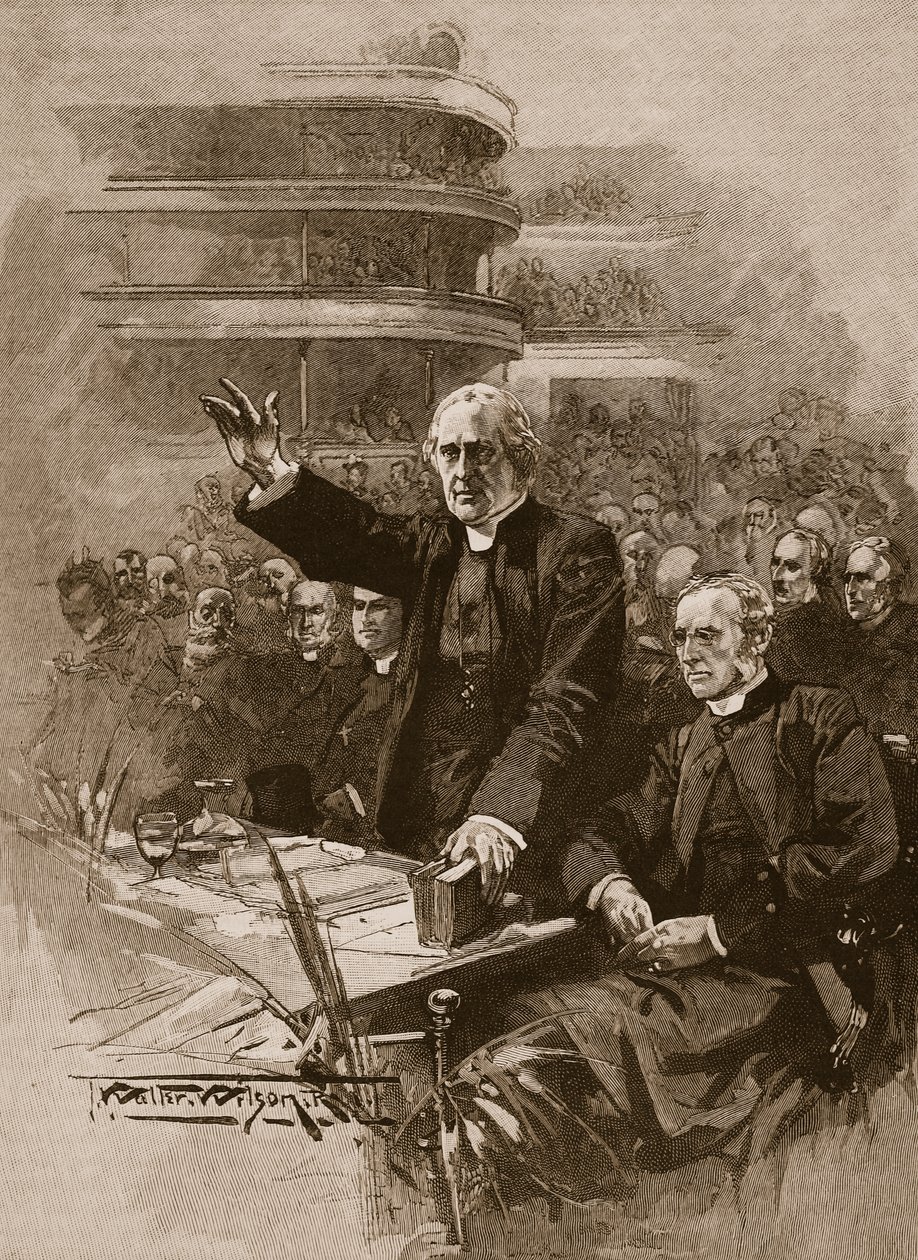 Ärkebiskopen av Canterbury vid demonstrationen i Royal Albert Hall, 1893, illustration från 