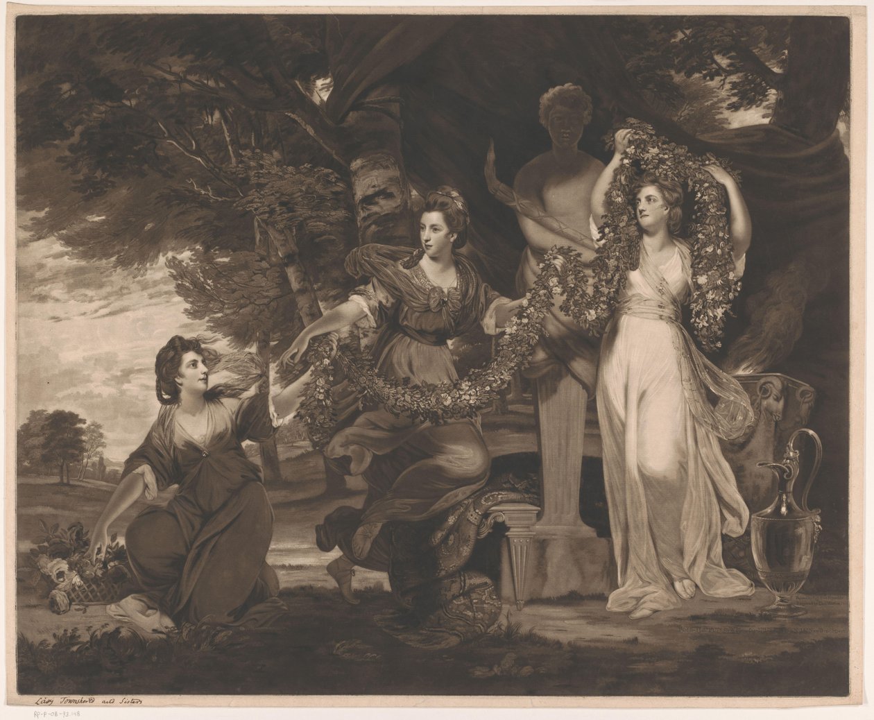Porträtt av Barbara Beresford, Elizabeth Gardiner och Anne Townshend som de tre nåderna av Thomas Watson