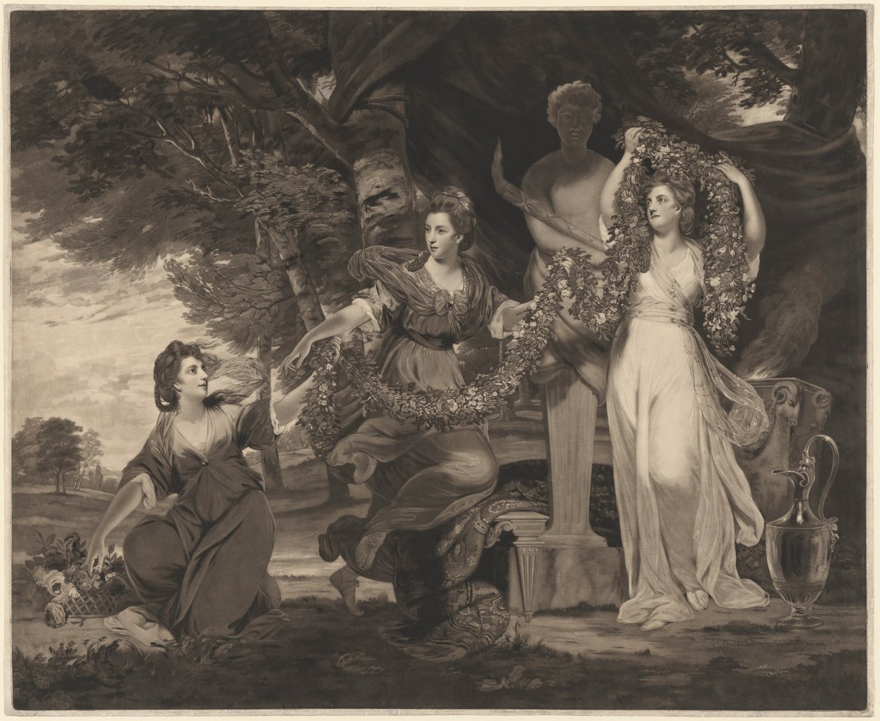 A Sacrifice to Hymen (Three Daughters of Sir William Montgomery) av Thomas Watson after Sir Joshua Reynolds