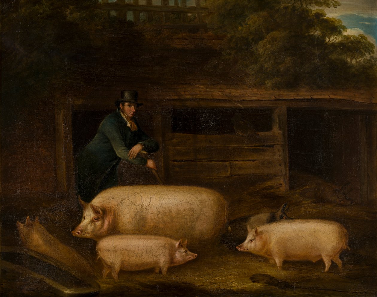 Harry Green, Pigman, with his Pigs in a Sty, c.1794-1843 (olja på duk) av Thomas Weaver