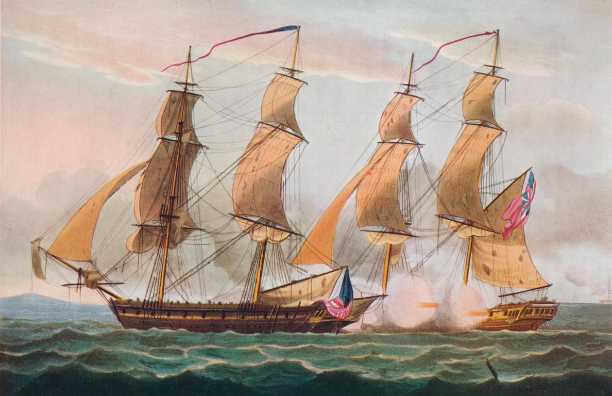 A Duell Between Brigs, c1817 av Thomas Whitcombe