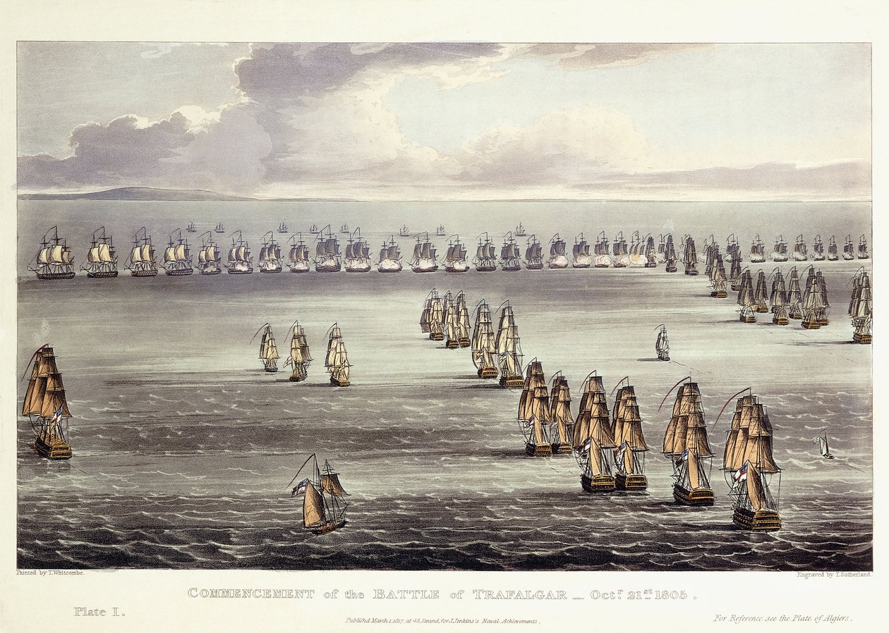 Början av slaget vid Trafalgar, 21 oktober 1805, 1817 av Thomas Whitcombe
