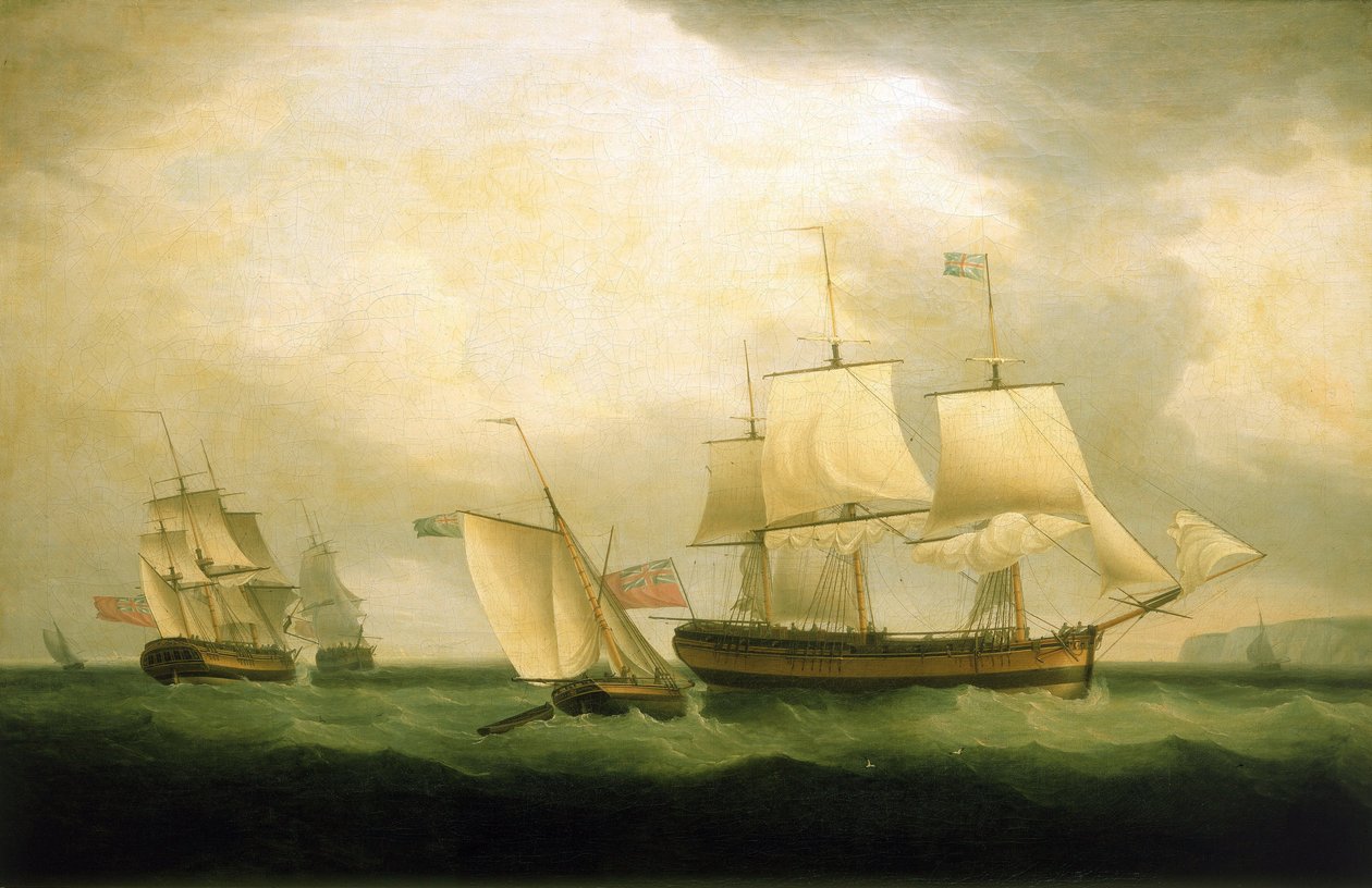 Kuttern "Mary Ann", sjösatt 1795, och HMS "Sylph", som tillhörde Horatio Nelsons flotta (1758-1805) 1805 och som sedan tjänstgjorde i Guernsey (England), varifrån han genomförde räder mot den franska kusten av Thomas Whitcombe