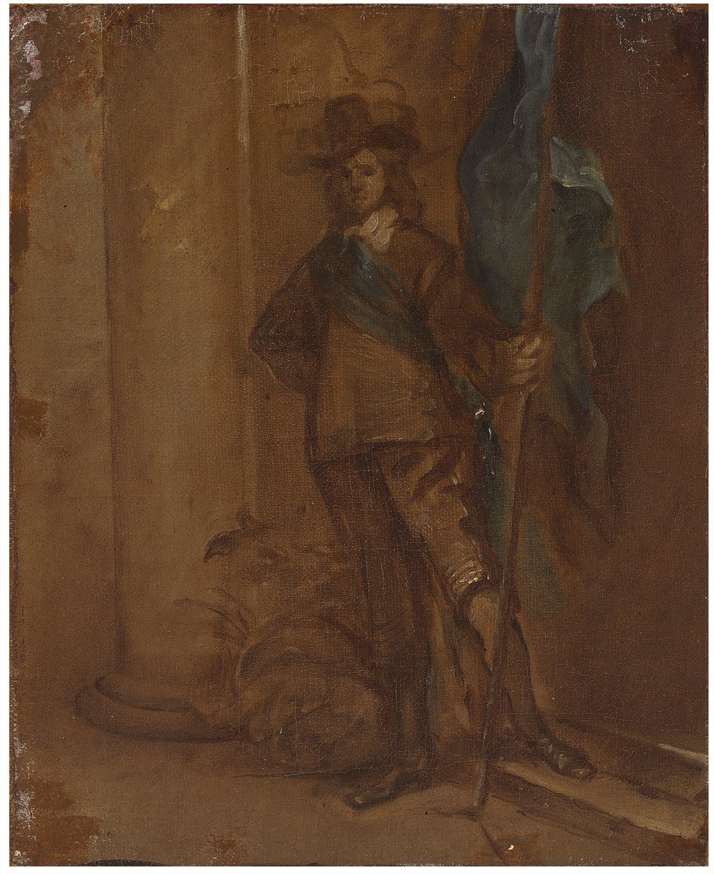 En soldat med en flagga av Thomas Willeboirts Bosschaert