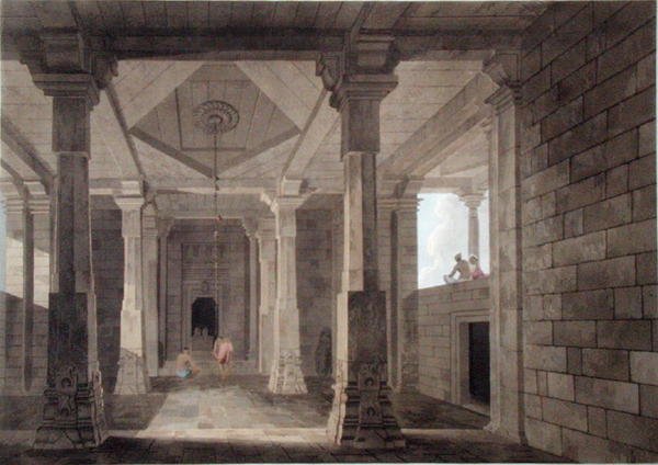 En del av interiören av ett hindutempel i Deo, i Bahar, plåt VI från 