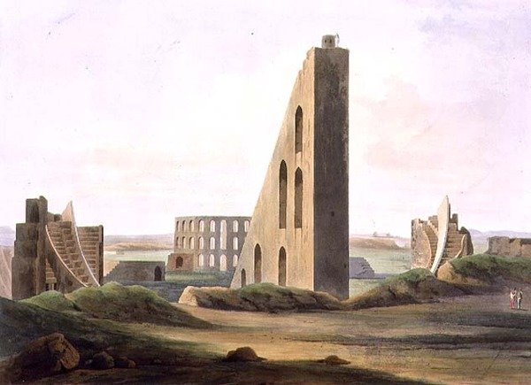 Observatoriet i Delhi, skylt XX från del 3 av "Oriental Scenery", pub. 1808 (akvatint) av Thomas und William Daniell