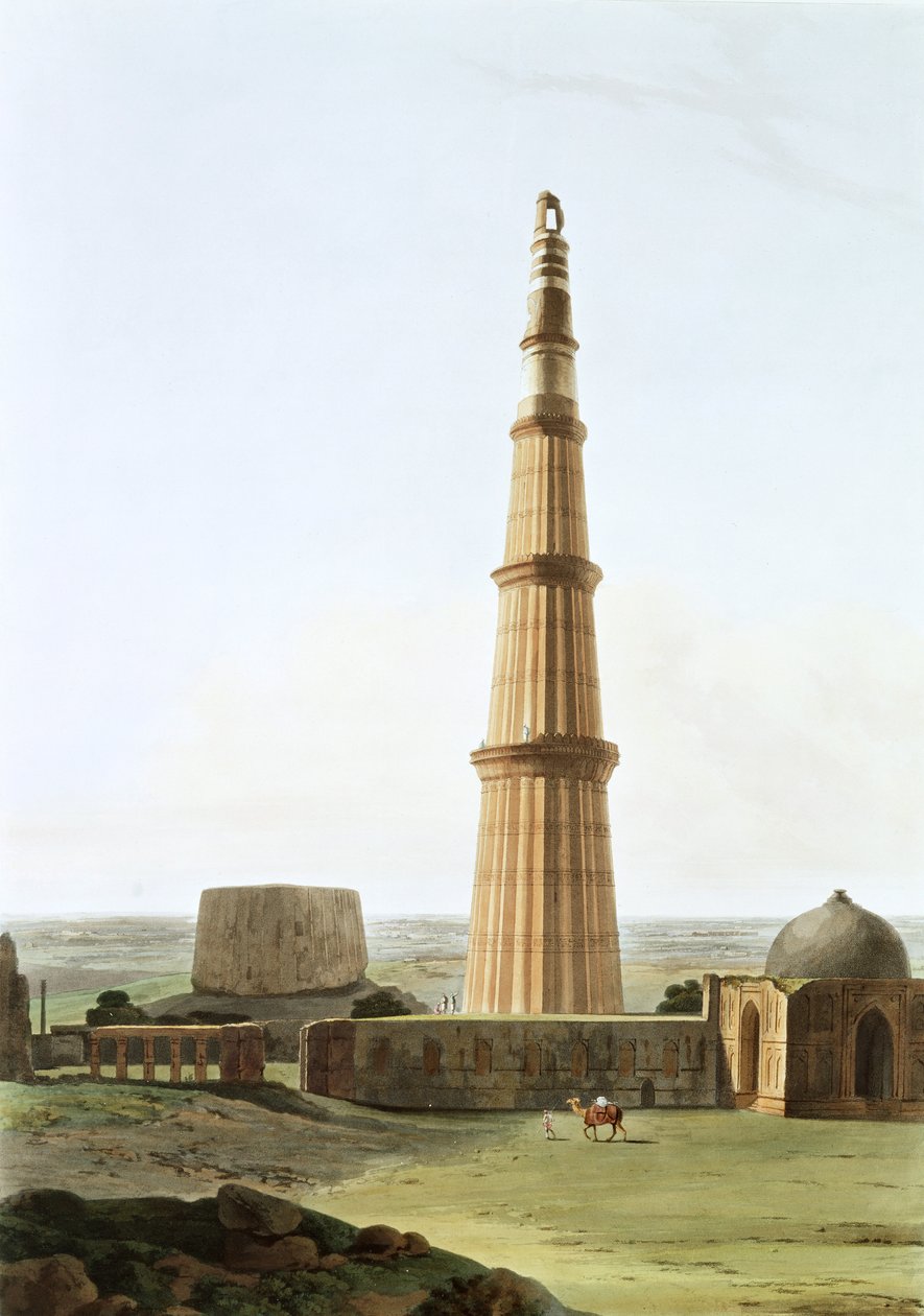 Qutb Minar nära Delhi av Thomas und William Daniell
