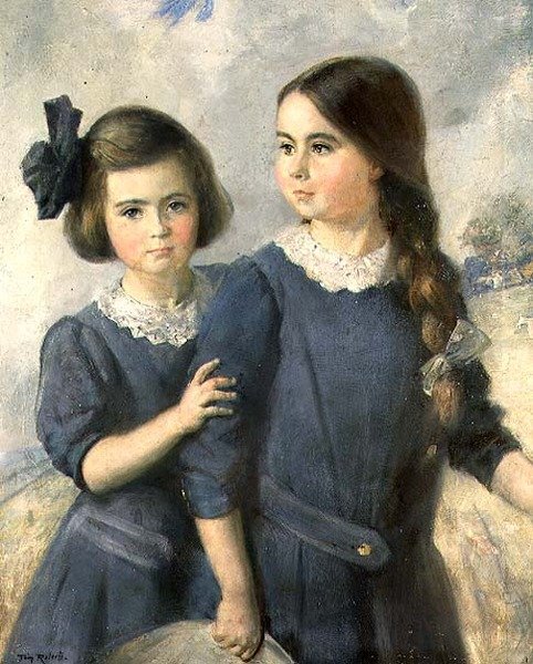 Porträtt av Gwynneth och Norah Langton Thompson av Thomas William Roberts