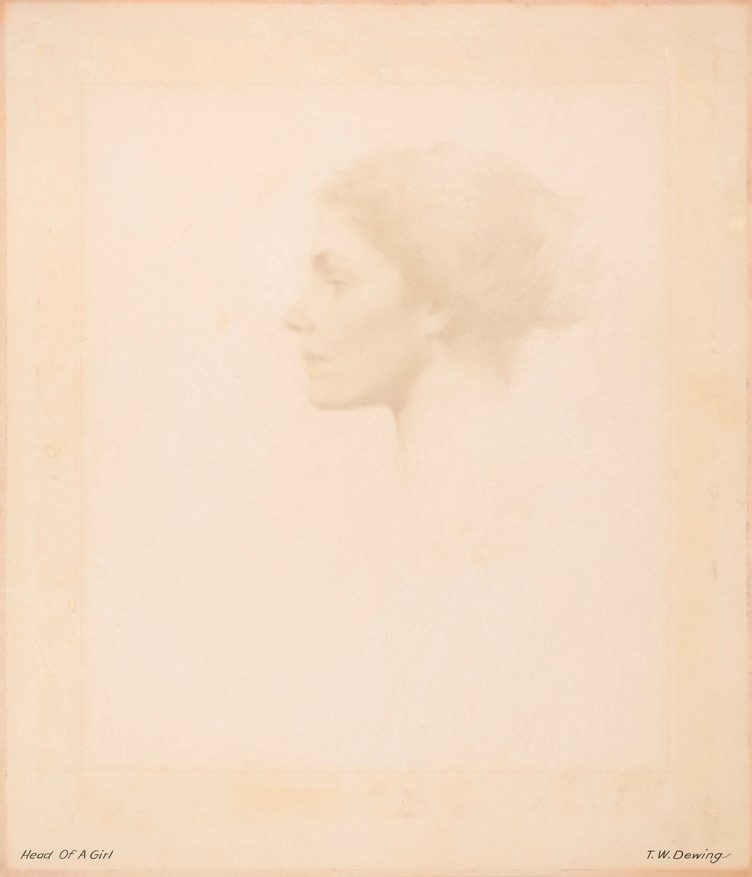 Huvud av en flicka av Thomas Wilmer Dewing