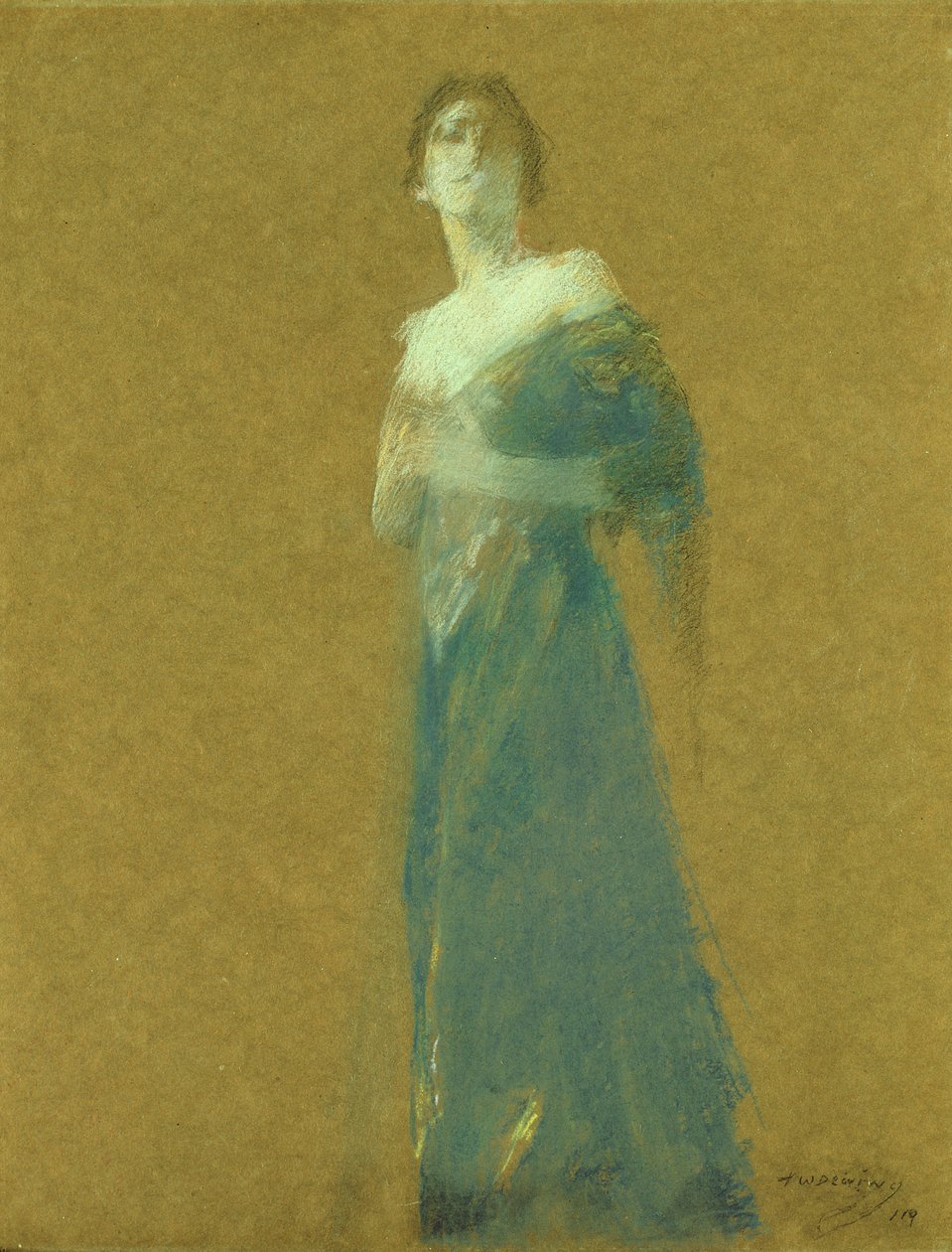 Kvinna i blått av Thomas Wilmer Dewing