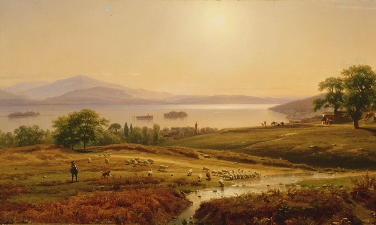 Morgon på Lago Maggiore, 1860 av Thomas Worthington Whittredge