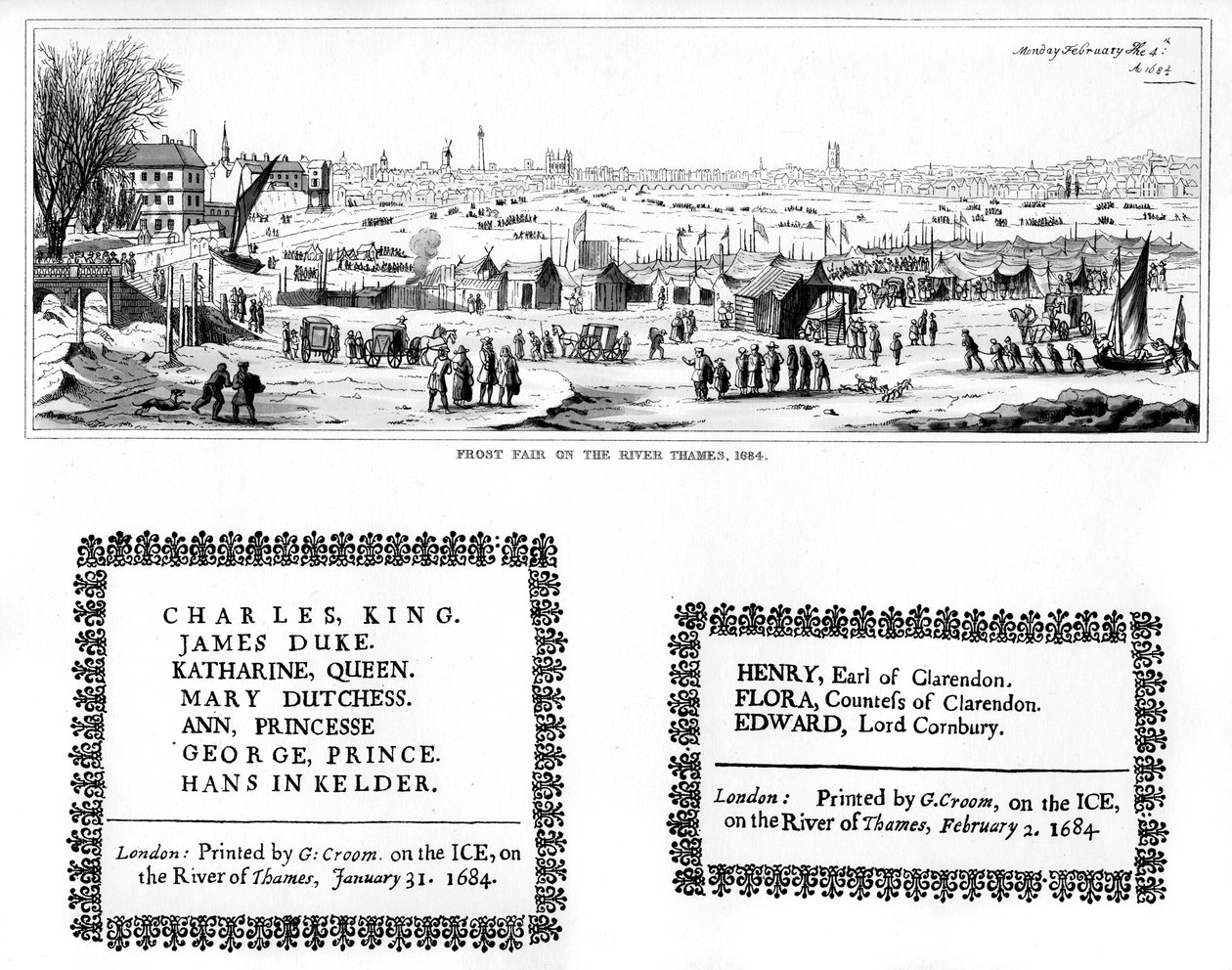 Frostmässa vid Themsen och exemplar av tryckning, februari 1684, 1840 av Thomas Wyck