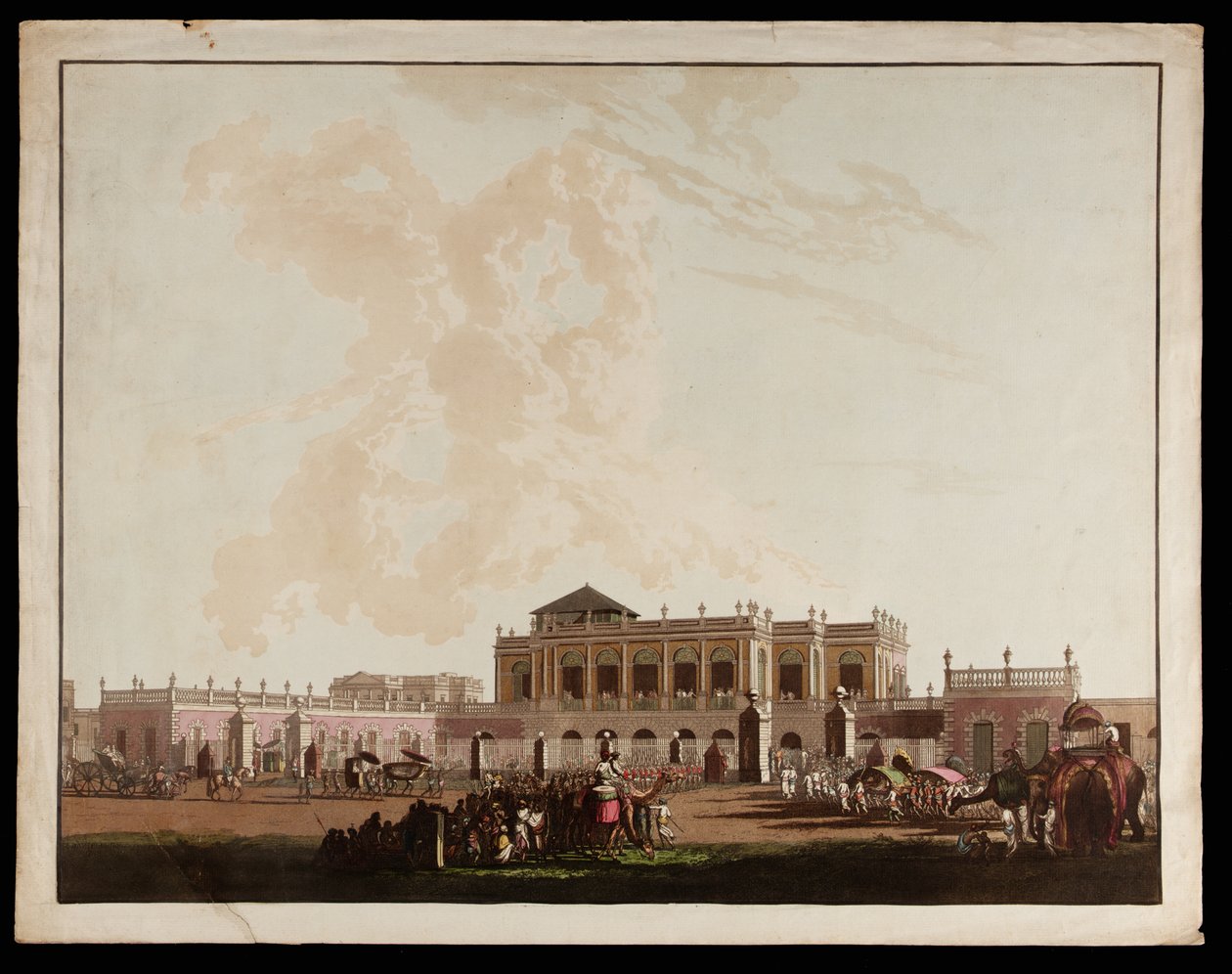 Gamla regeringshuset från utsikten över Calcutta av Thomas und William Daniell