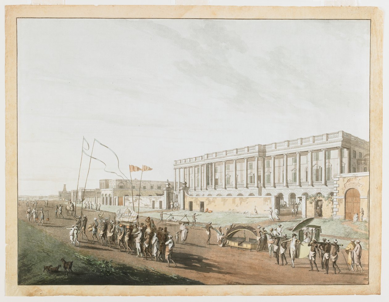 The New Court House och Chandpam Ghaut från utsikten över Calcutta av Thomas und William Daniell