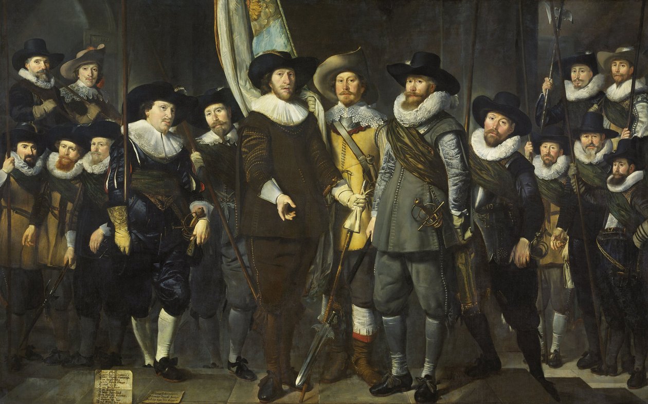 Civic Guard of the III District of Amsterdam, under ledning av kapten Allaert Cloeck och löjtnant Lucas Jacobsz Rotgans, 1632 av Thomas de Keyser