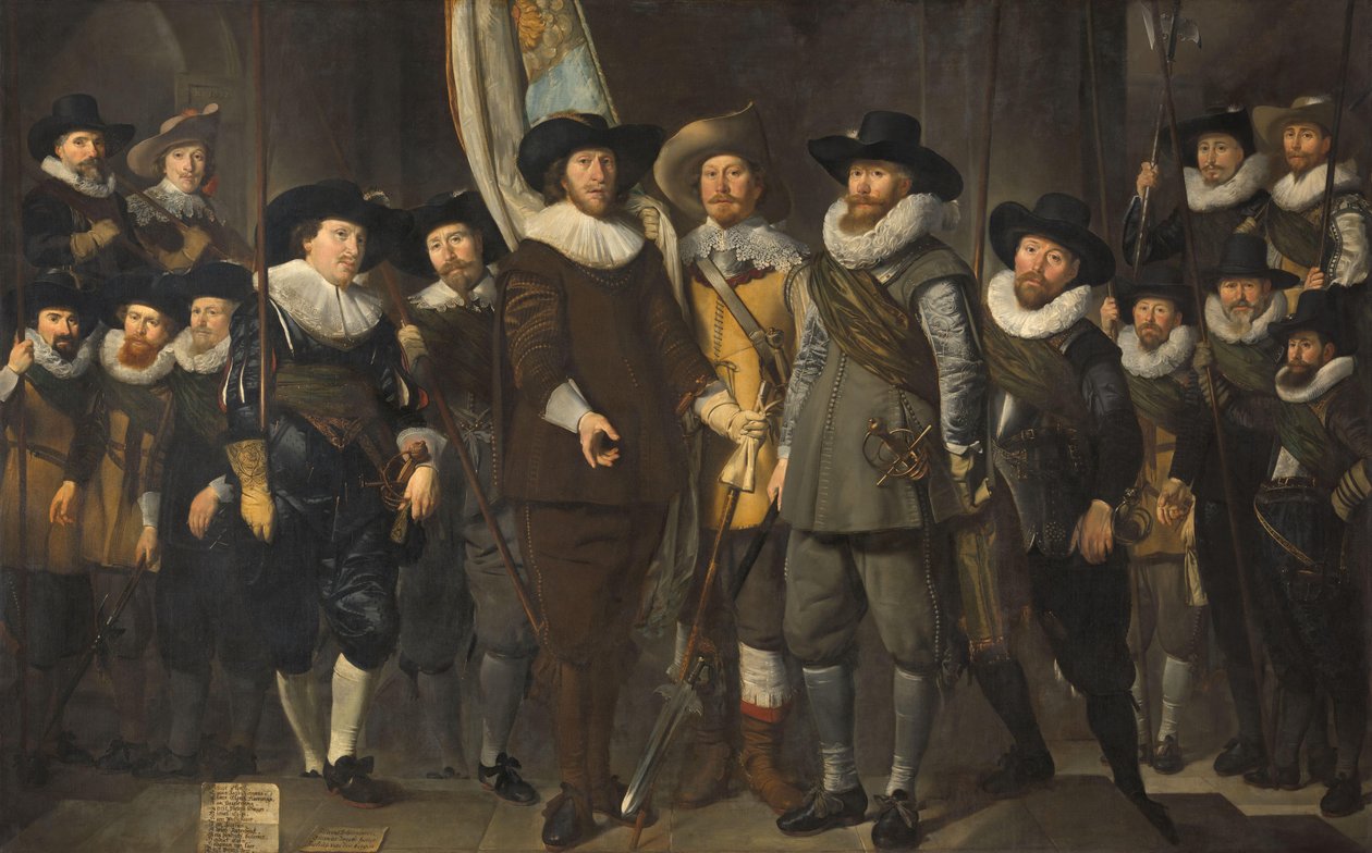 Officerare och andra civila gardister från det tredje distriktet i Amsterdam, under befäl av kapten Allaert Cloeck och löjtnant Lucas Jacobsz Rotgans av Thomas de Keyser