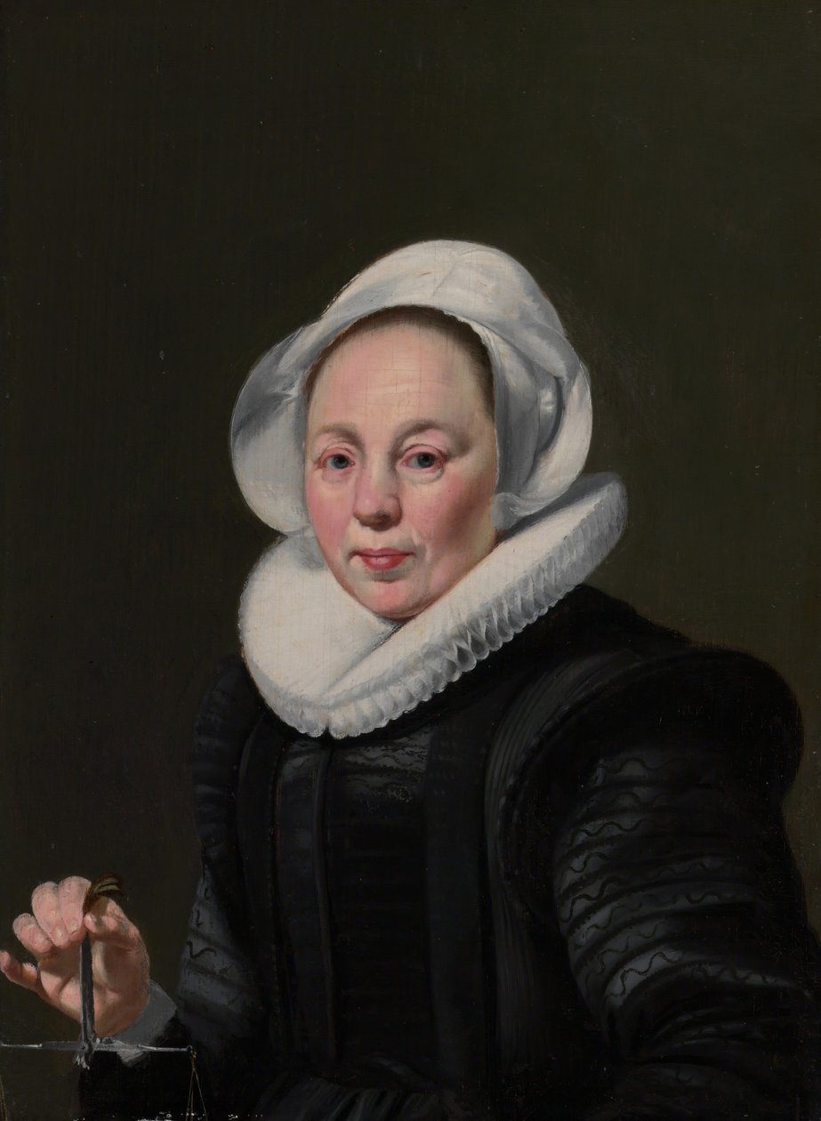 Porträtt av en kvinna med balans, ca. 1625-26. av Thomas de Keyser