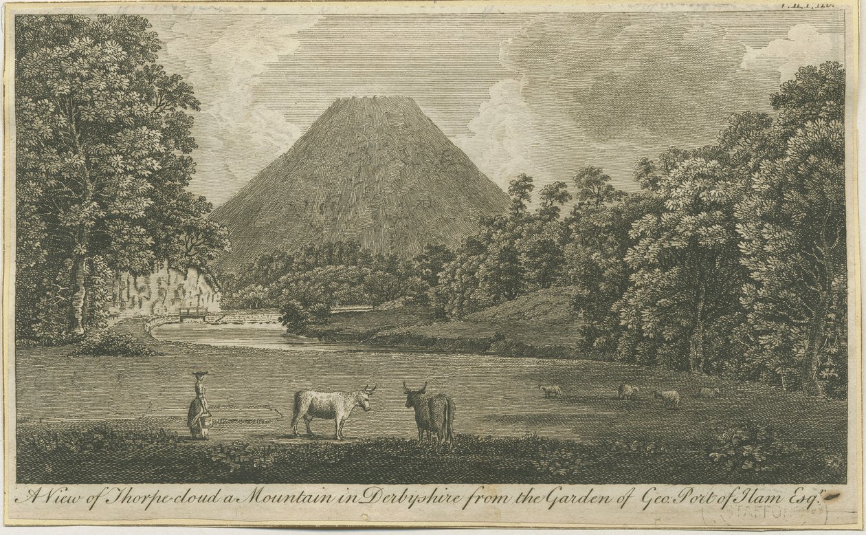 Dovedale - Thorpe Cloud: gravyr, nd [c 1790] (tryck) av Thomas of Derby (after) Smith
