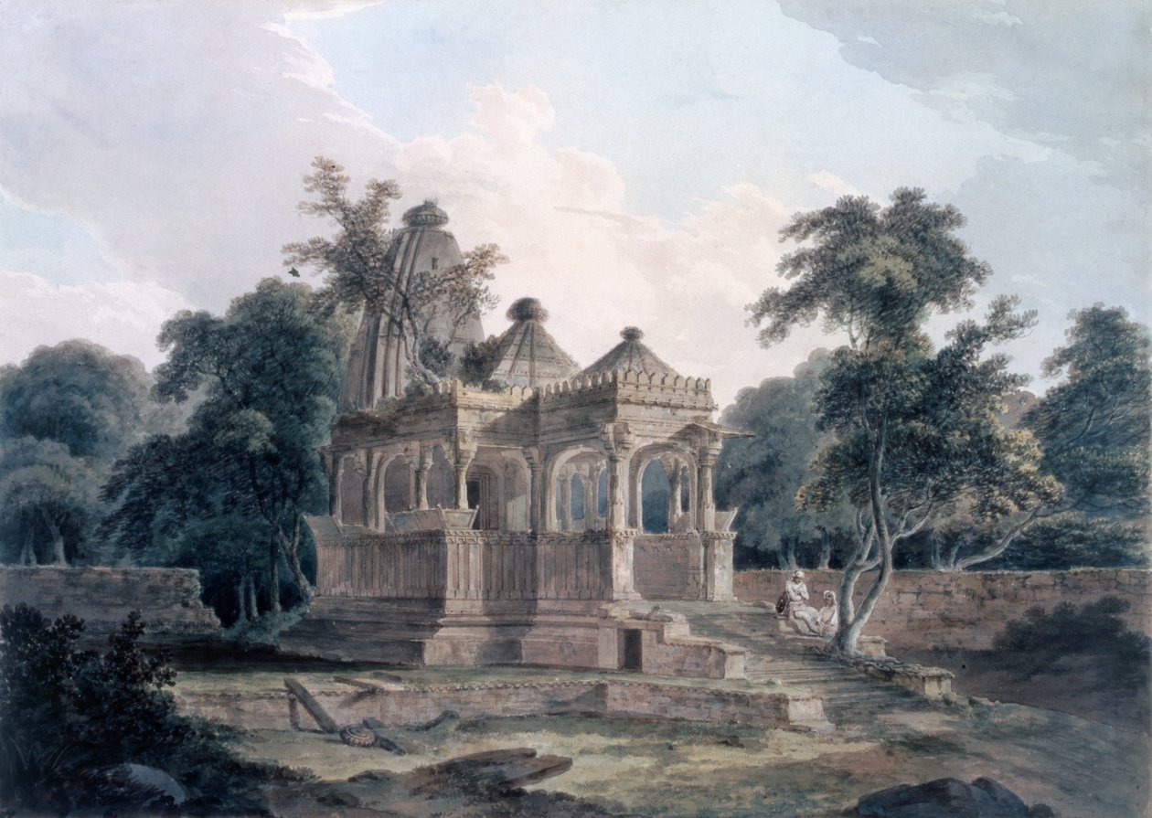 Hinduiskt tempel i Rohtas fort, Bihar, Indien av Thomas und William Daniell