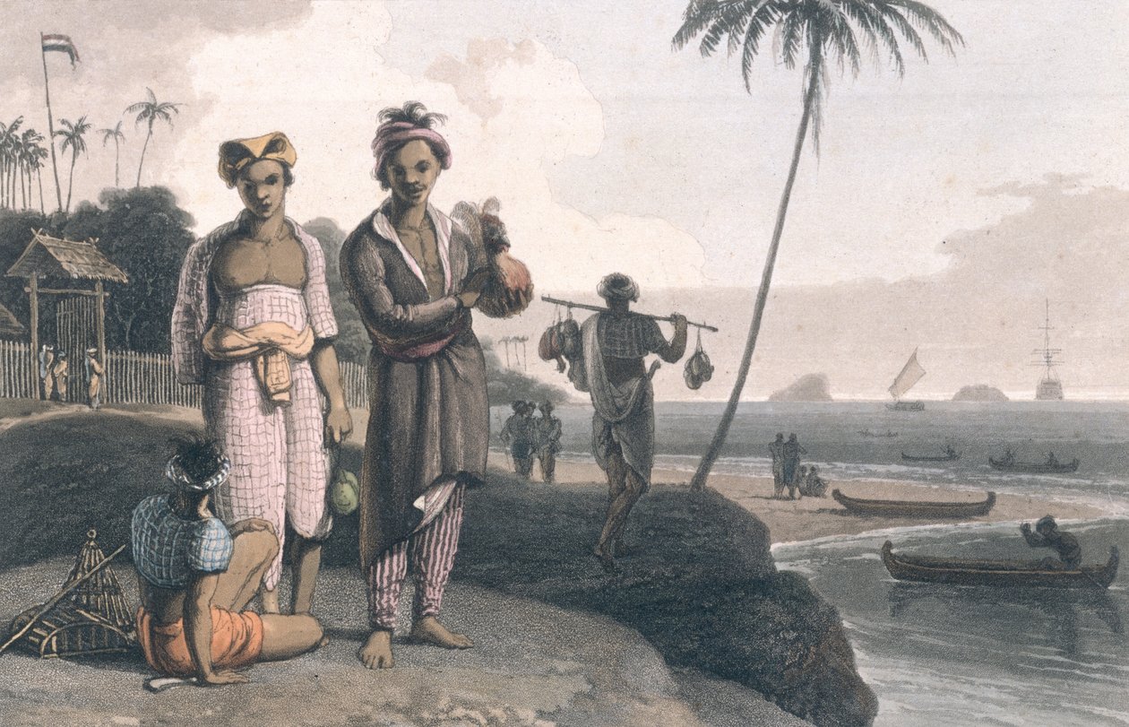 The Malays of Java, graverad av konstnärerna, publicerad av Longman, Hurst, Rees and Orme, London, 1810. av Thomas und William Daniell