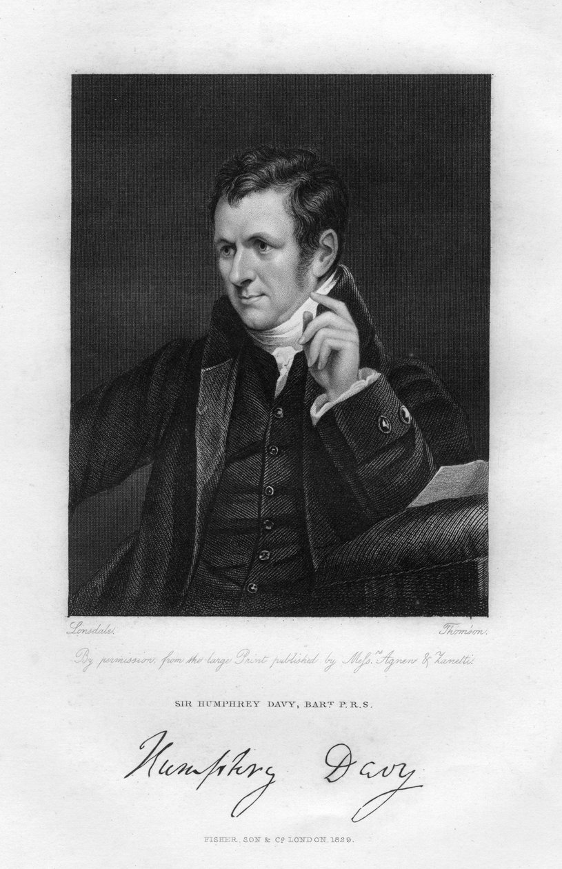 Sir Humphry Davy 1778-1829, engelsk kemist och fysiker, 1800-talet. av Thompson