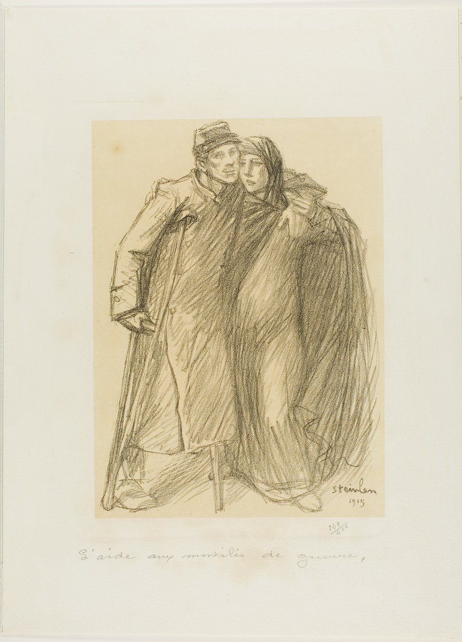 Hjälp till dem som lemlästats i kriget, plansch ett från Actualités av Théophile Alexandre Pierre Steinlen