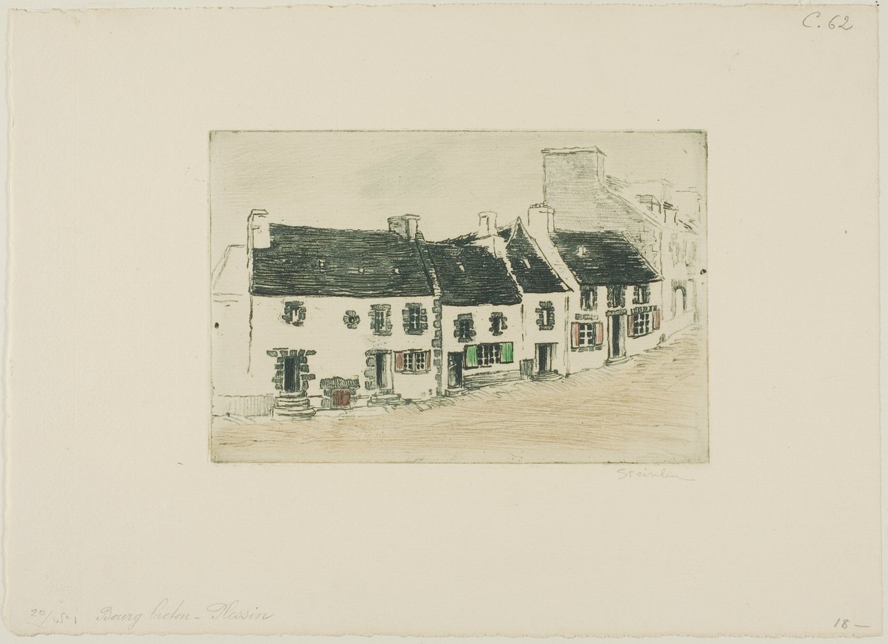 Bretonska marknadsstaden Plestin av Théophile Alexandre Pierre Steinlen