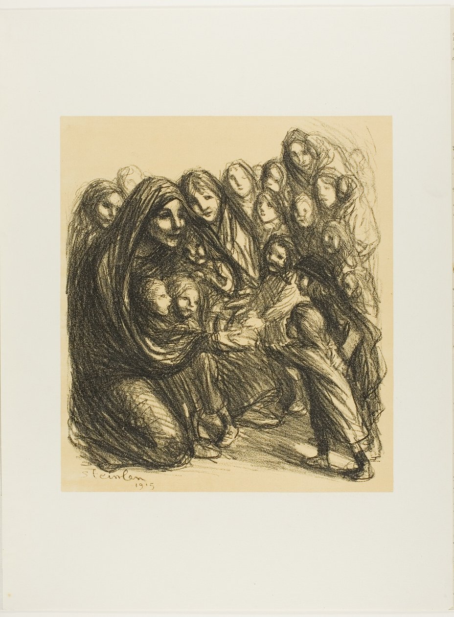 För döttrarna till de soldater som dödades på hedersfältet, plansch tretton från Actualités av Théophile Alexandre Pierre Steinlen