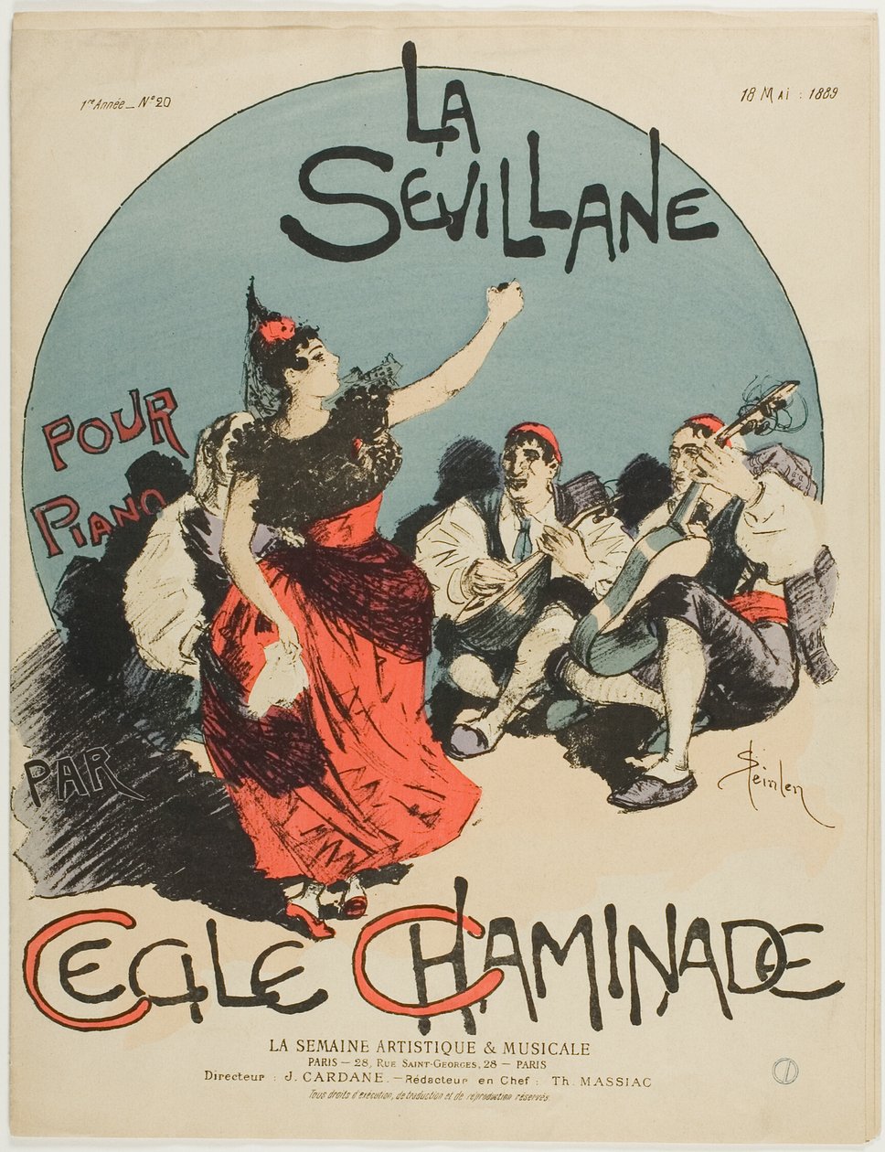 Ouvertyr för Kvinnan från Sevilla, för piano, av Cecile Chaminade av Théophile Alexandre Pierre Steinlen
