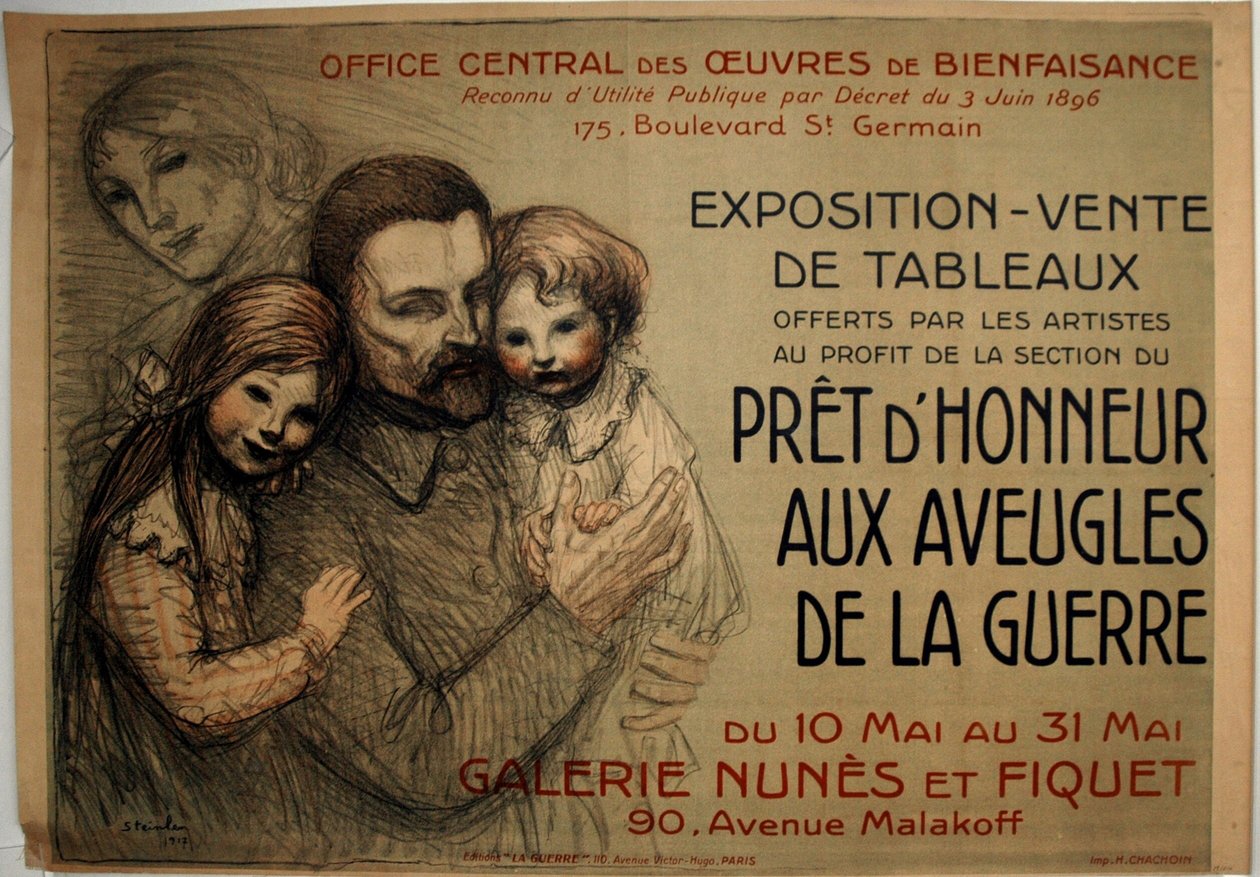 Redo att hedra de krigsblinde av Théophile Alexandre Pierre Steinlen