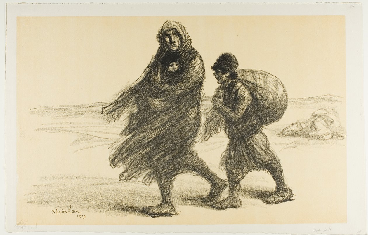 Serbian Exodus, plansch tjugoett från Actualités av Théophile Alexandre Pierre Steinlen