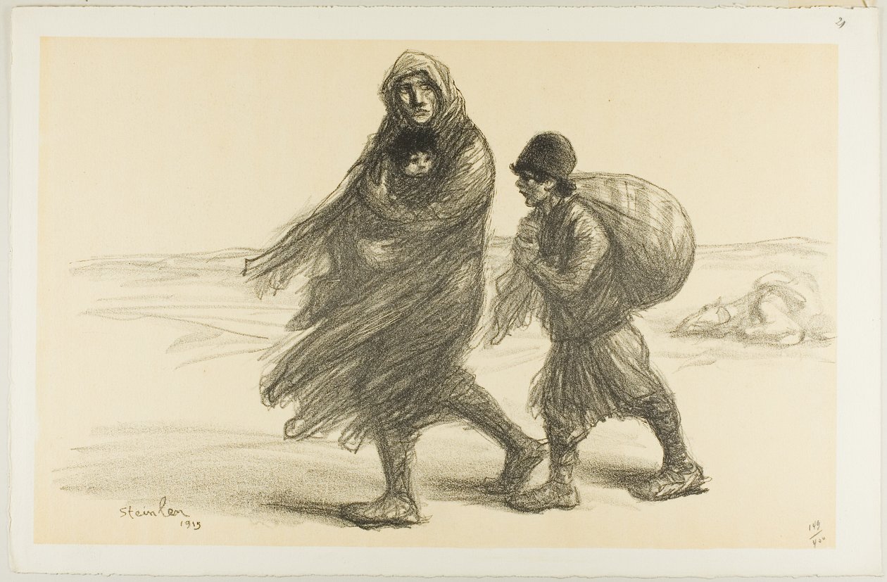 Serbian Exodus, plansch tjugoett från Actualités av Théophile Alexandre Pierre Steinlen