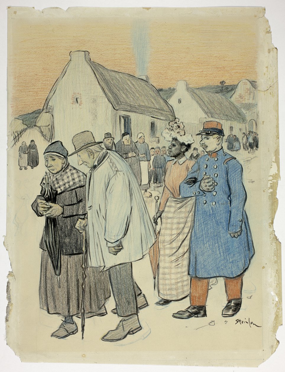 Gatuscen med två par av Théophile Alexandre Pierre Steinlen