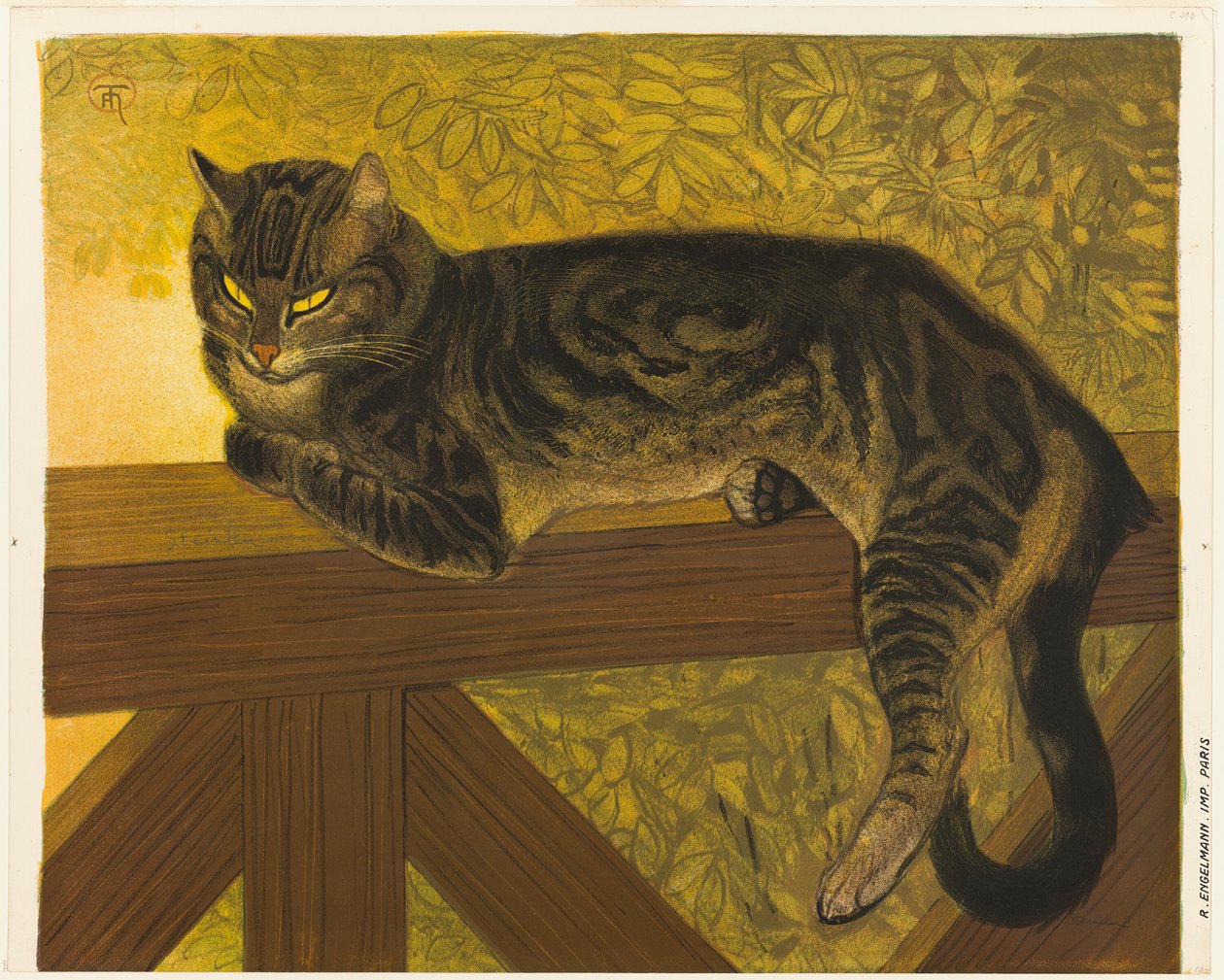 Sommar: Katt på en balustrad av Théophile Alexandre Pierre Steinlen