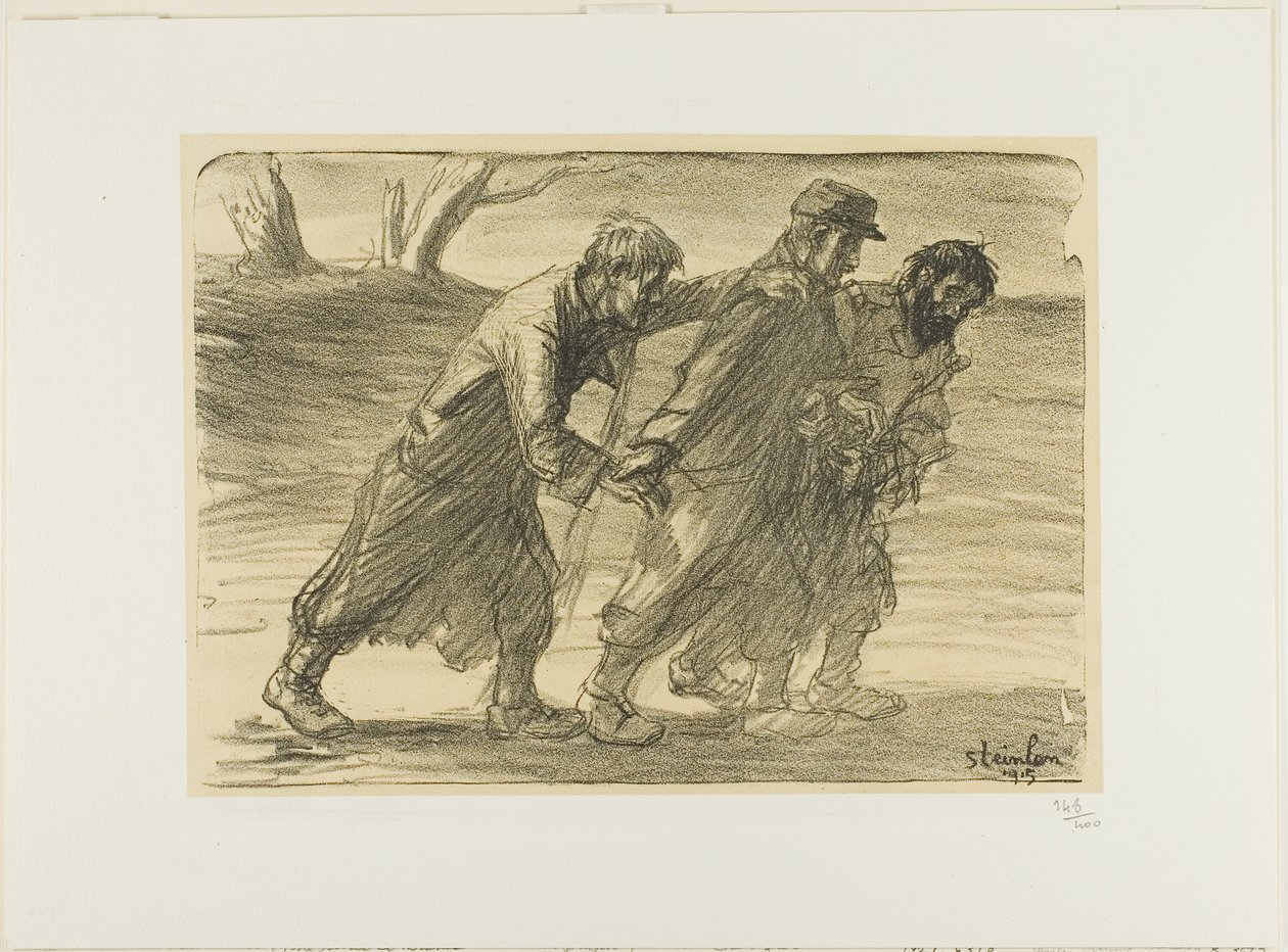 Tre kamrater, platta fem från Actualités av Théophile Alexandre Pierre Steinlen