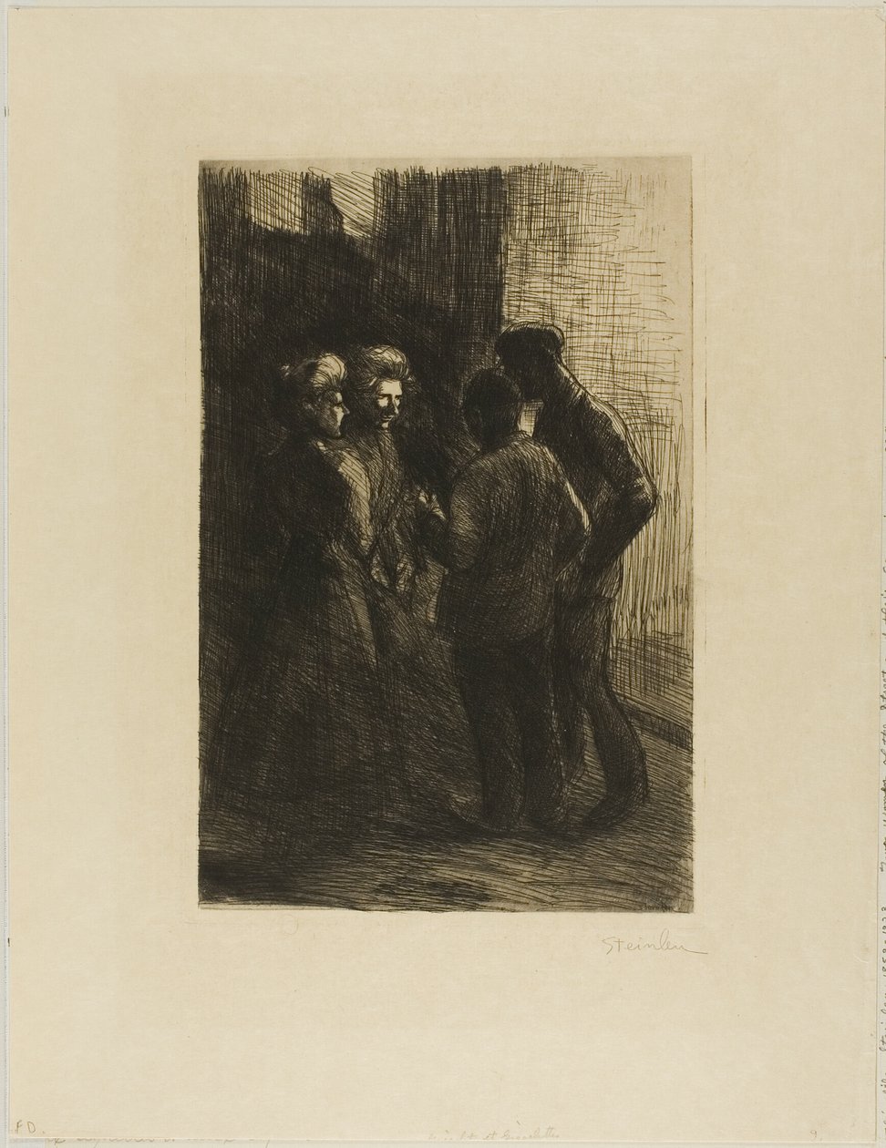 Två kvinnor från gatan och deras följeslagare av Théophile Alexandre Pierre Steinlen