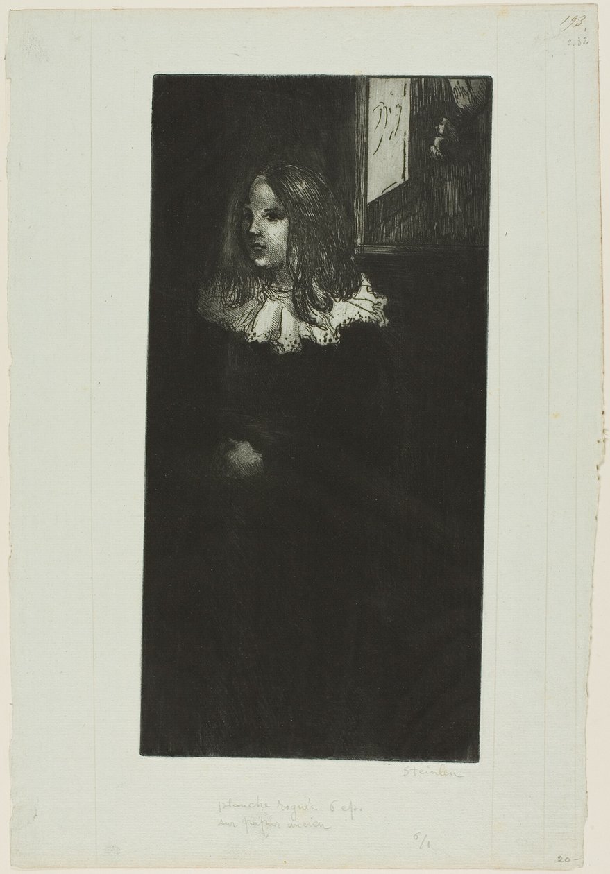 Ung flicka med vit krage av Théophile Alexandre Pierre Steinlen