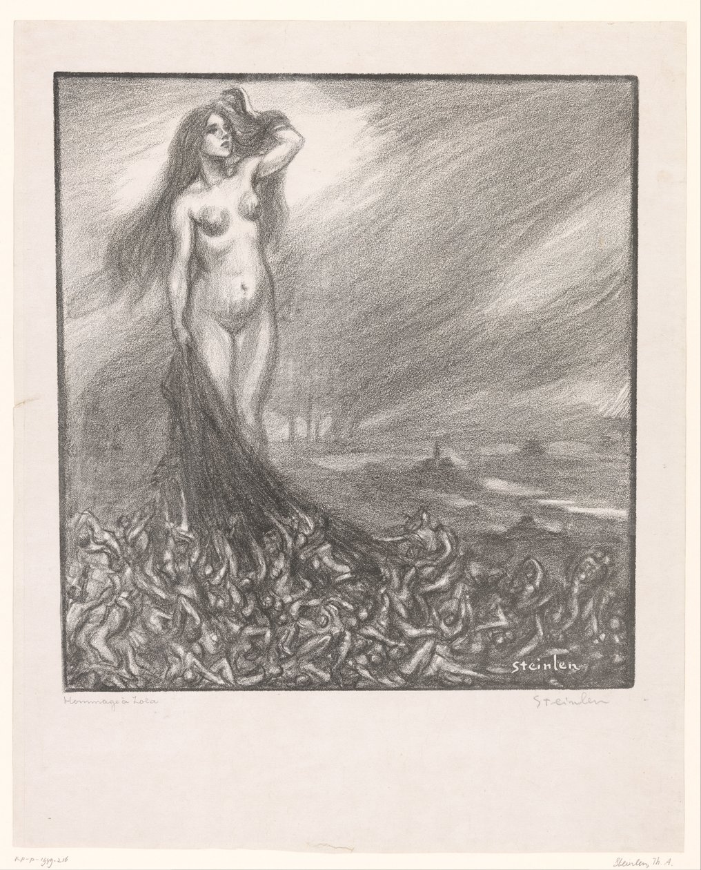 Hyllning till Zola Hommage à Zola (titel på objekt) av Théophile Alexandre Steinlen (signed by artist)