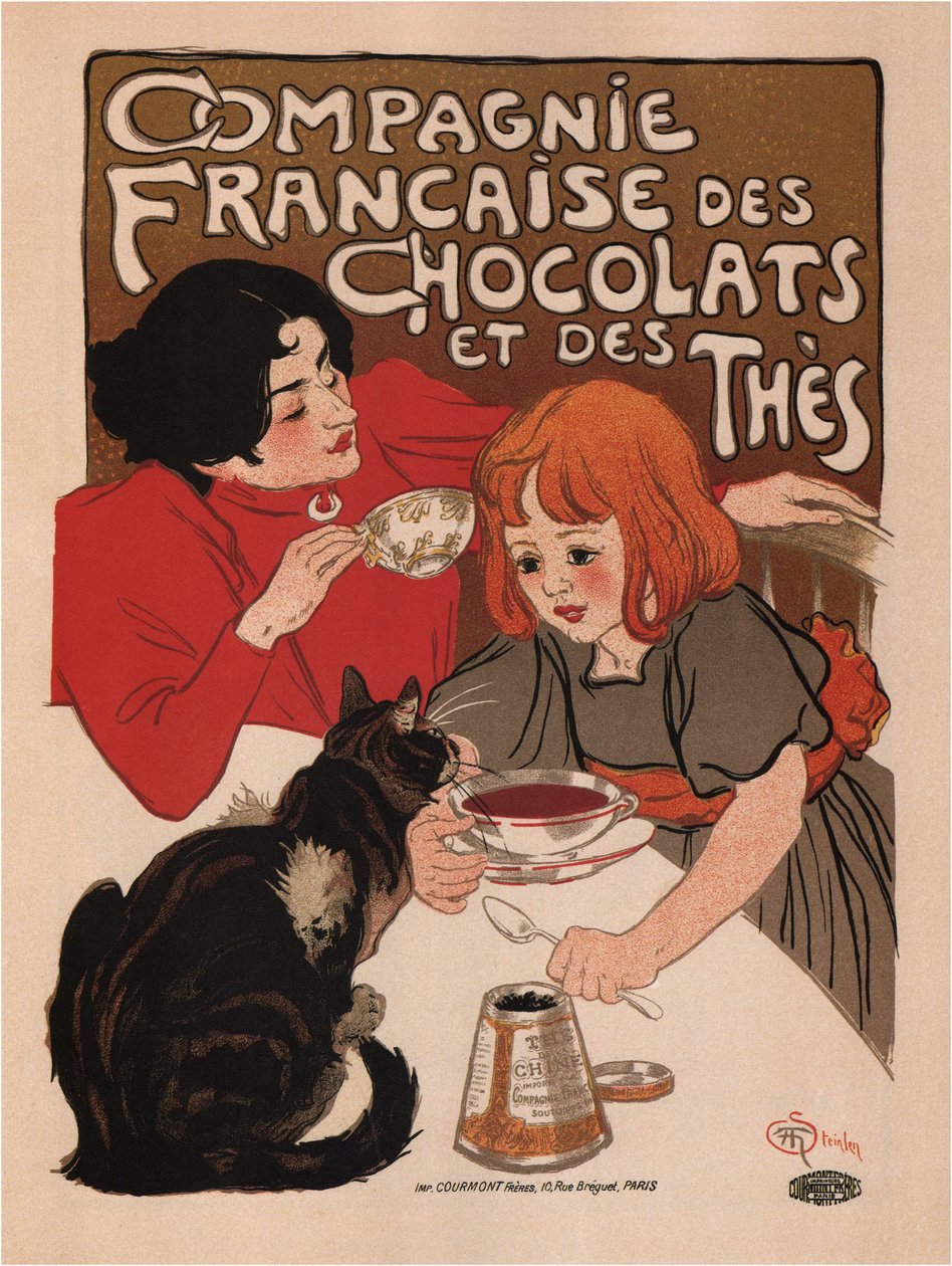 French Chocolate and Tea Company affisch, 1895 av Théophile Alexandre Steinlen