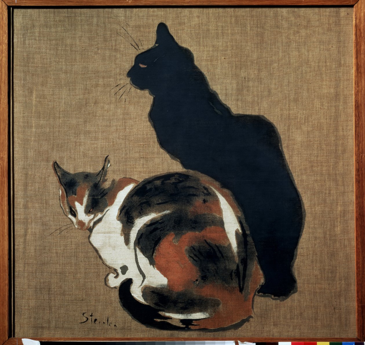 ""Två katter"" (två katter) En katt och dess skugga. Målning av Theophile Alexandre Steinlen (1859-1923) 1894 Art Nouveau Dim. 61x64 cm Pushkin Museum, Moskva av Théophile Alexandre Steinlen