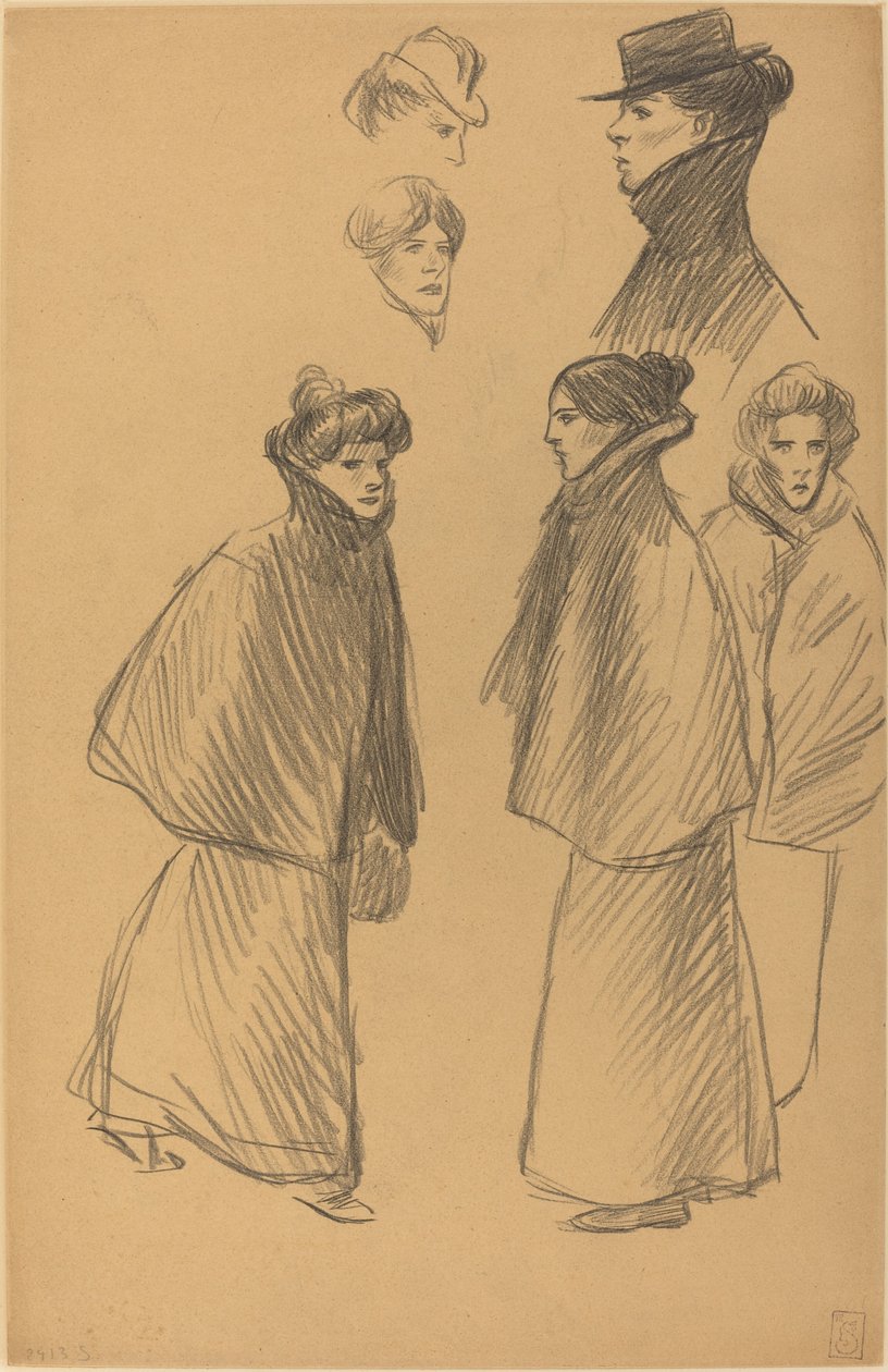 Figurstudier [recto], sent 1800-tidigt 1900-tal. av Théophile Alexandre Steinlen