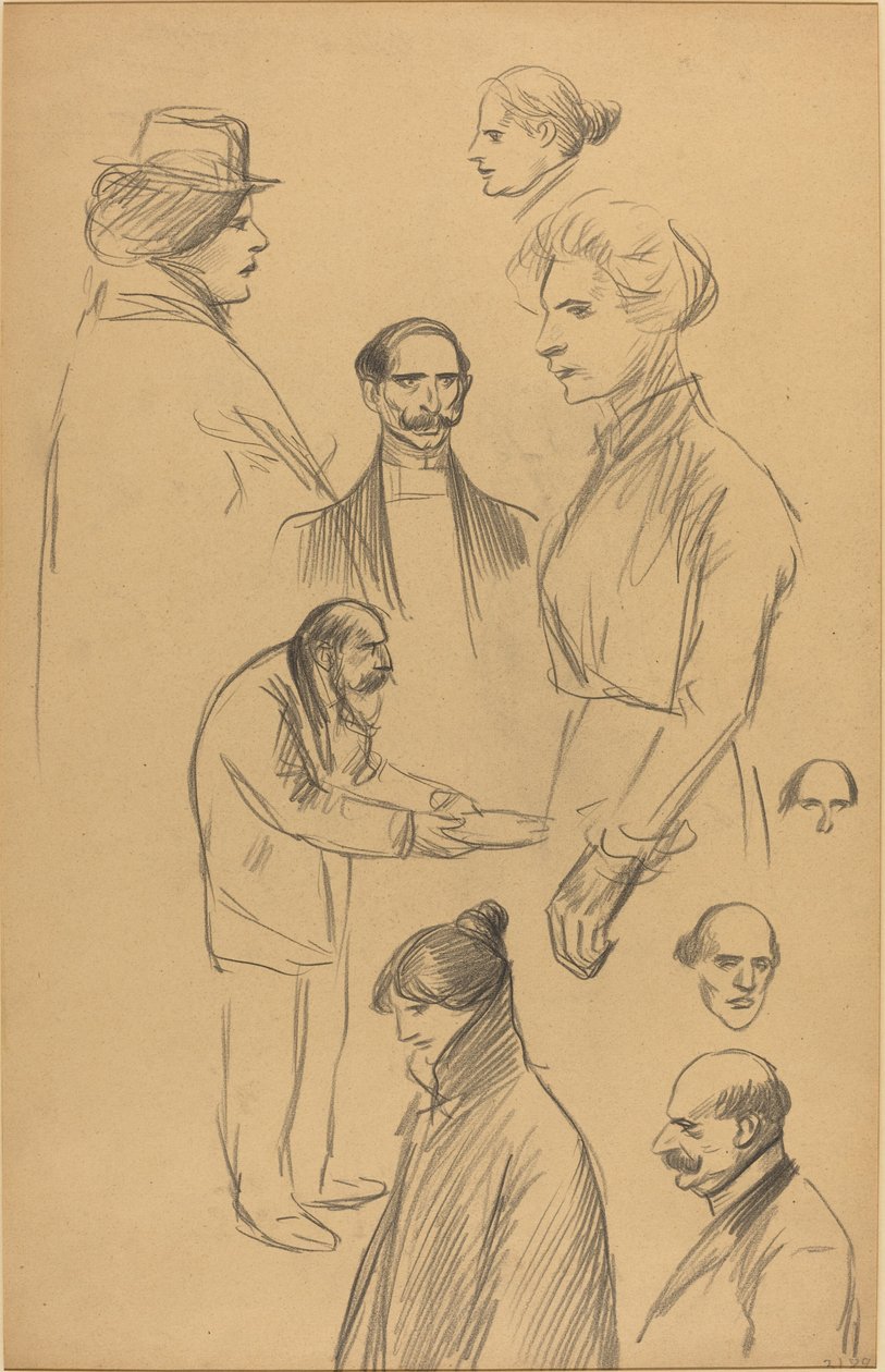 Figurstudier [verso], sent 1800-tidigt 1900-tal. av Théophile Alexandre Steinlen