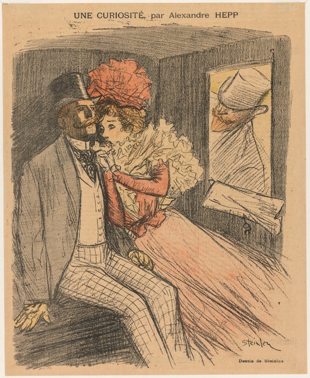 Illustrerad Gil Blas: A Curiosity, av Alexandre Hepp, 1897. av Théophile Alexandre Steinlen