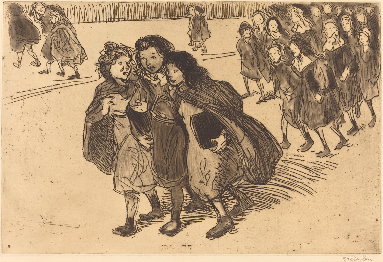 Flickor som kommer från skolan Flickor som kommer från skolan, 1911. av Théophile Alexandre Steinlen