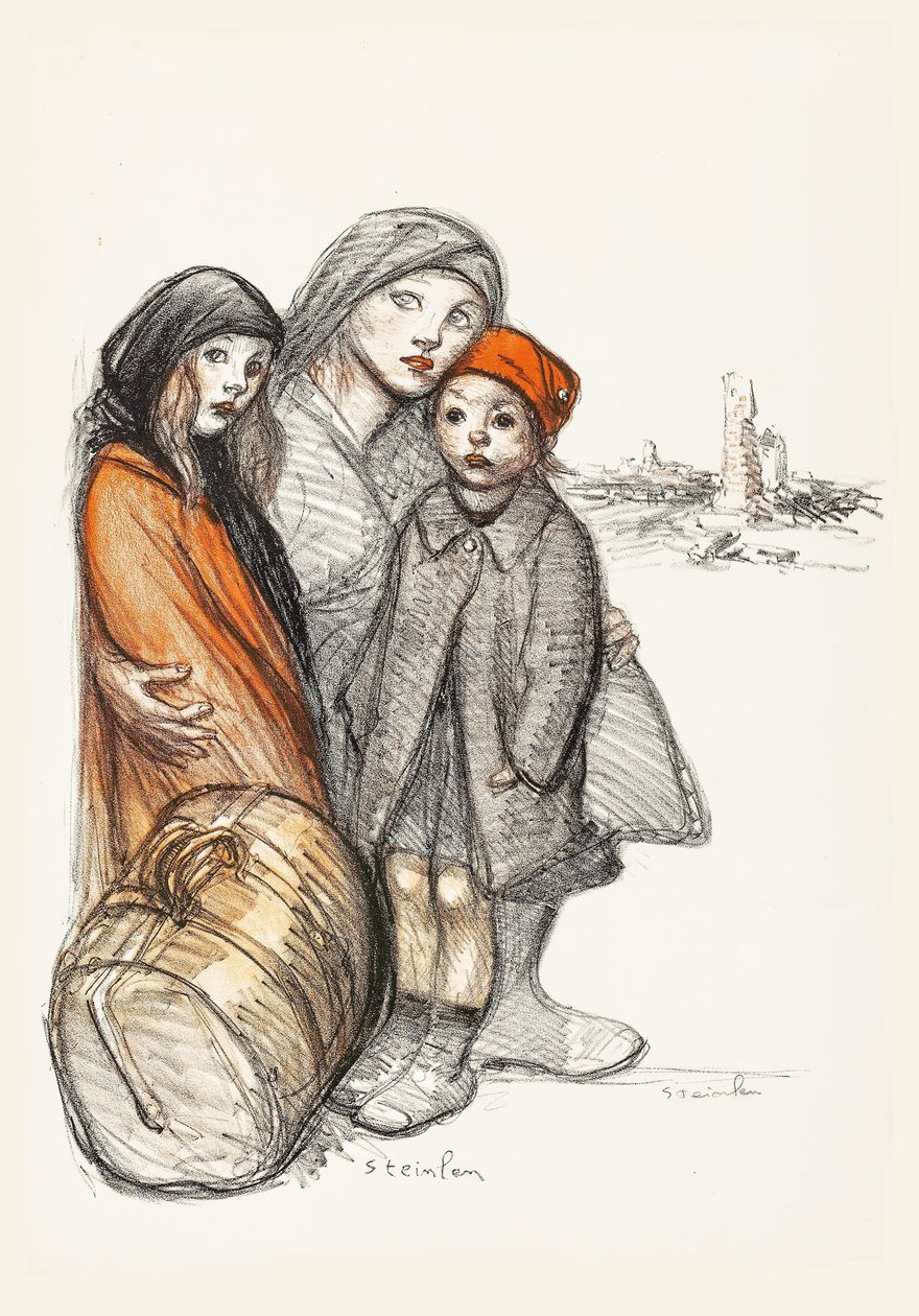 Aisne förkrossade. Välgörenhetsorganisation för återuppbyggnad av förstörda hem, 1918. av Théophile Alexandre Steinlen