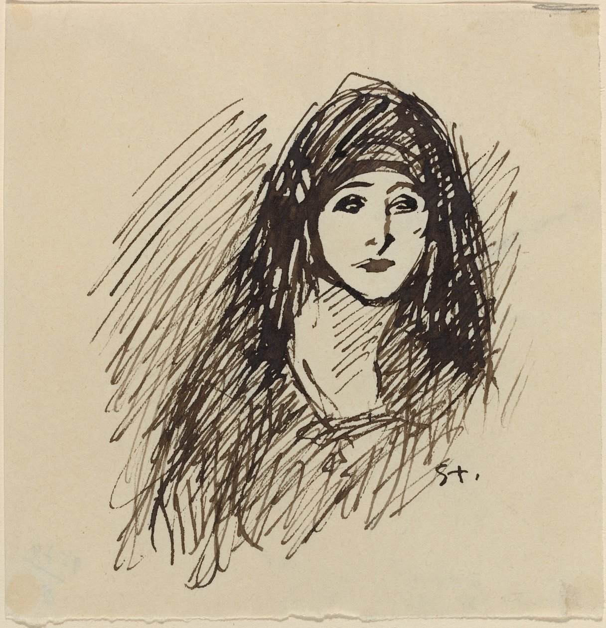 Porträtt av konstnärens hustru, sent 1800-tidigt 1900-tal. av Théophile Alexandre Steinlen